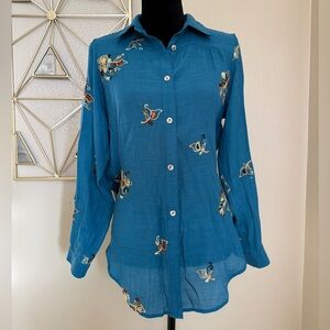 Fig & flower Button-Up Shirt with Embroidered Details size small